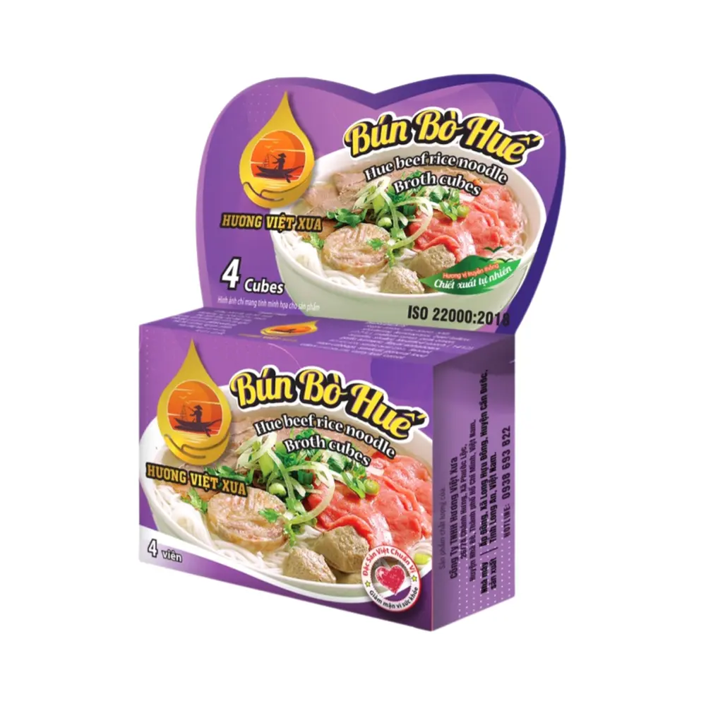 Viên Gia Vị Bún Bò Huế, Hue Beef Rice Noodle Broth Cubes, 4 Viên (75g) - HUONG VIET XUA