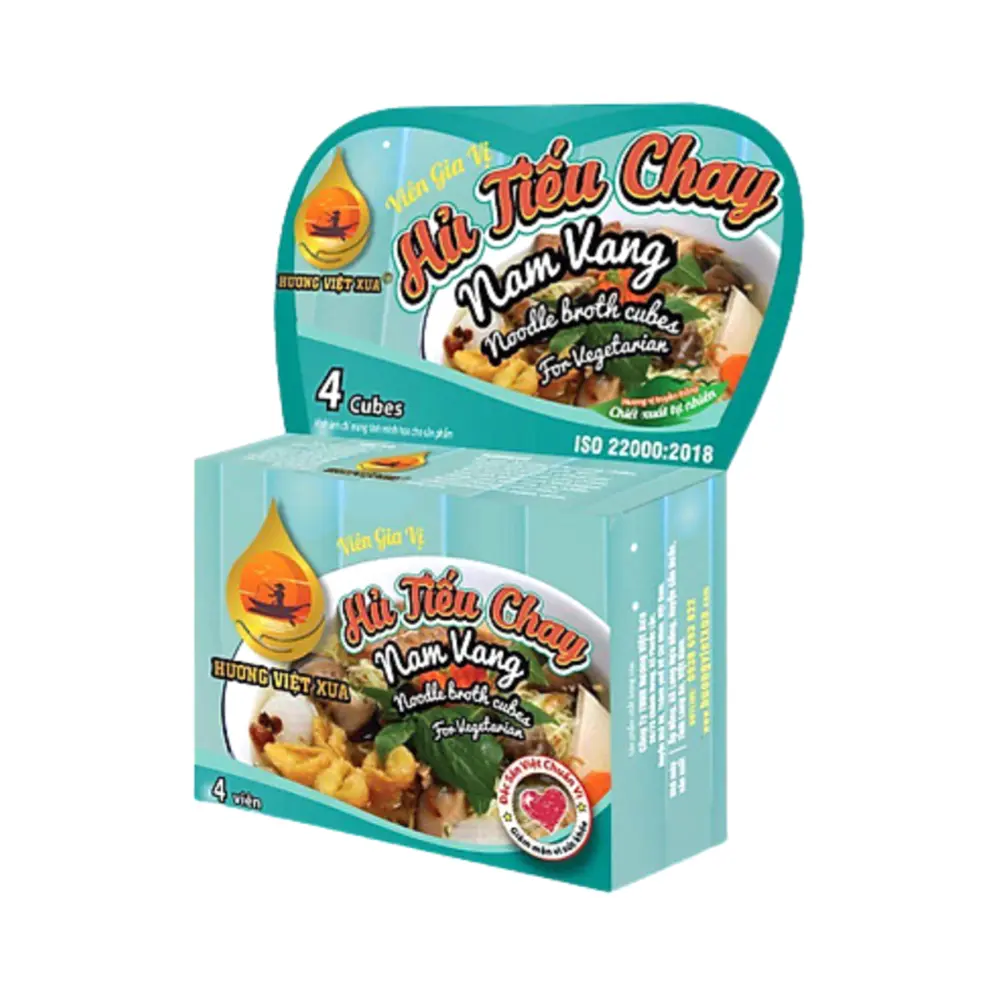 Viên Gia Vị Hủ Tiếu Chay Nam Vang, Nam Vang Noodle Broth Cubes for Vegetarian, 4 Viên (75g) - HUONG VIET XUA