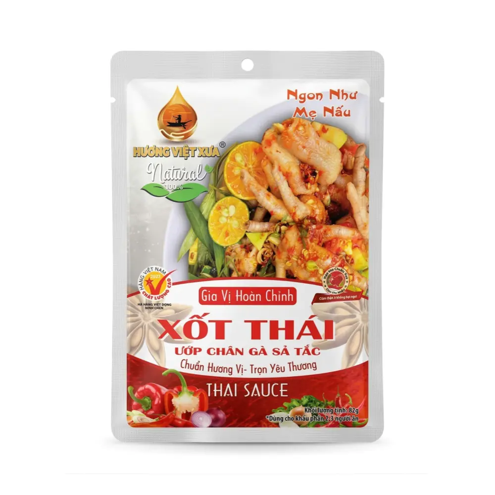 Sốt Thái Ướp Chân Gà Sả Tắc, Thai Sauce for Lemongrass & Kumquat Chicken Feet (82g) - HUONG VIET XUA