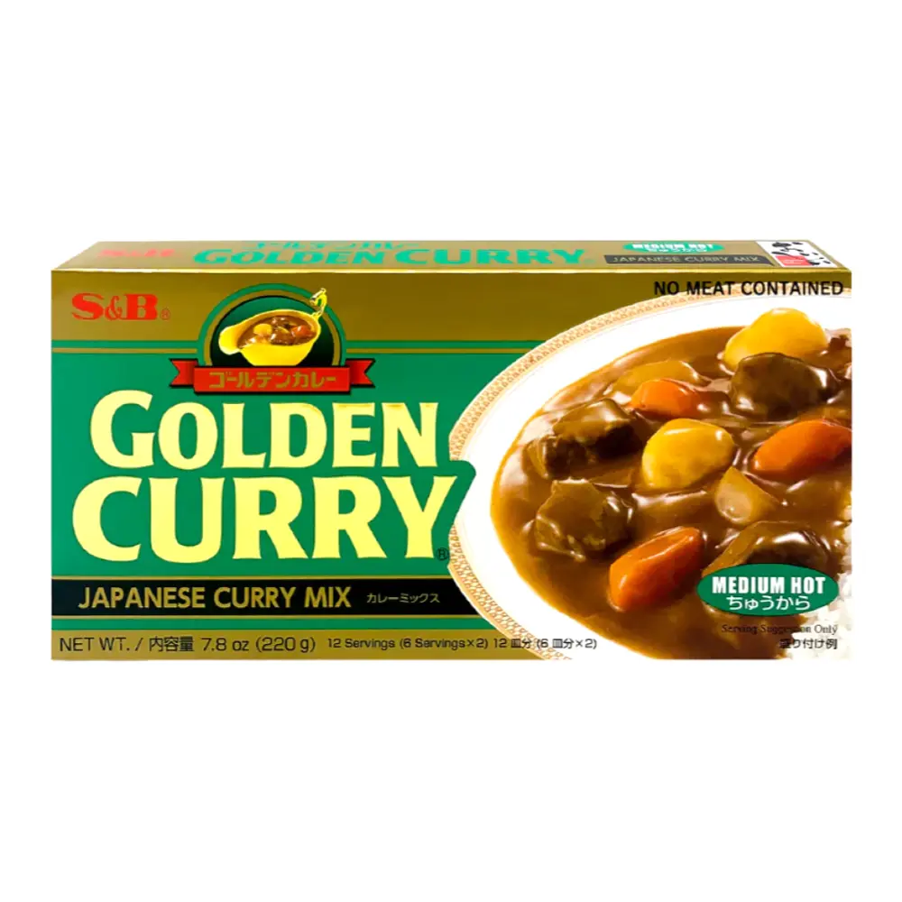 Viên Nấu Sốt Cà Ri Vị Cay Vừa, Golden Curry, Japanese Curry Mix, Medium Hot, 7.8 oz (220g) - S&B