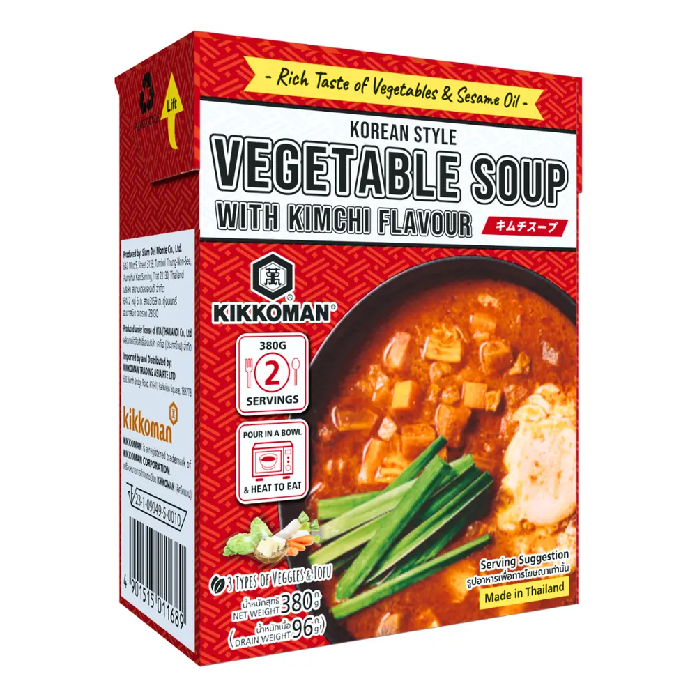 Súp Rau Củ Vị Kim Chi, Korean Style Vegetable Soup with Kimchi Flavour, 2 Phần (380g) - KIKKOMAN