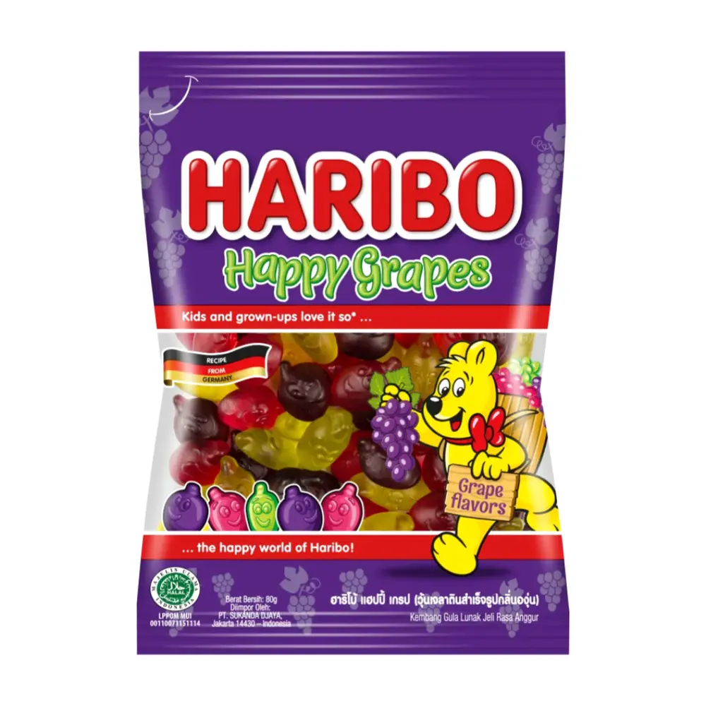 Kẹo Dẻo Nho, Gummies, Happy Grapes (80g) - HARIBO