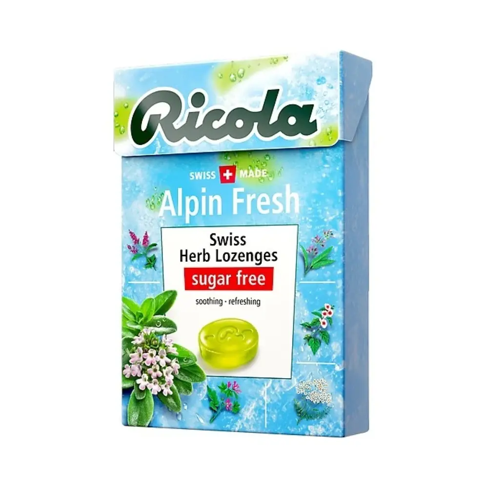 Kẹo Thảo Mộc Thanh Mát, Swiss Herb Lozenges, Alpine Fresh, Sugar Free (40g) - RICOLA