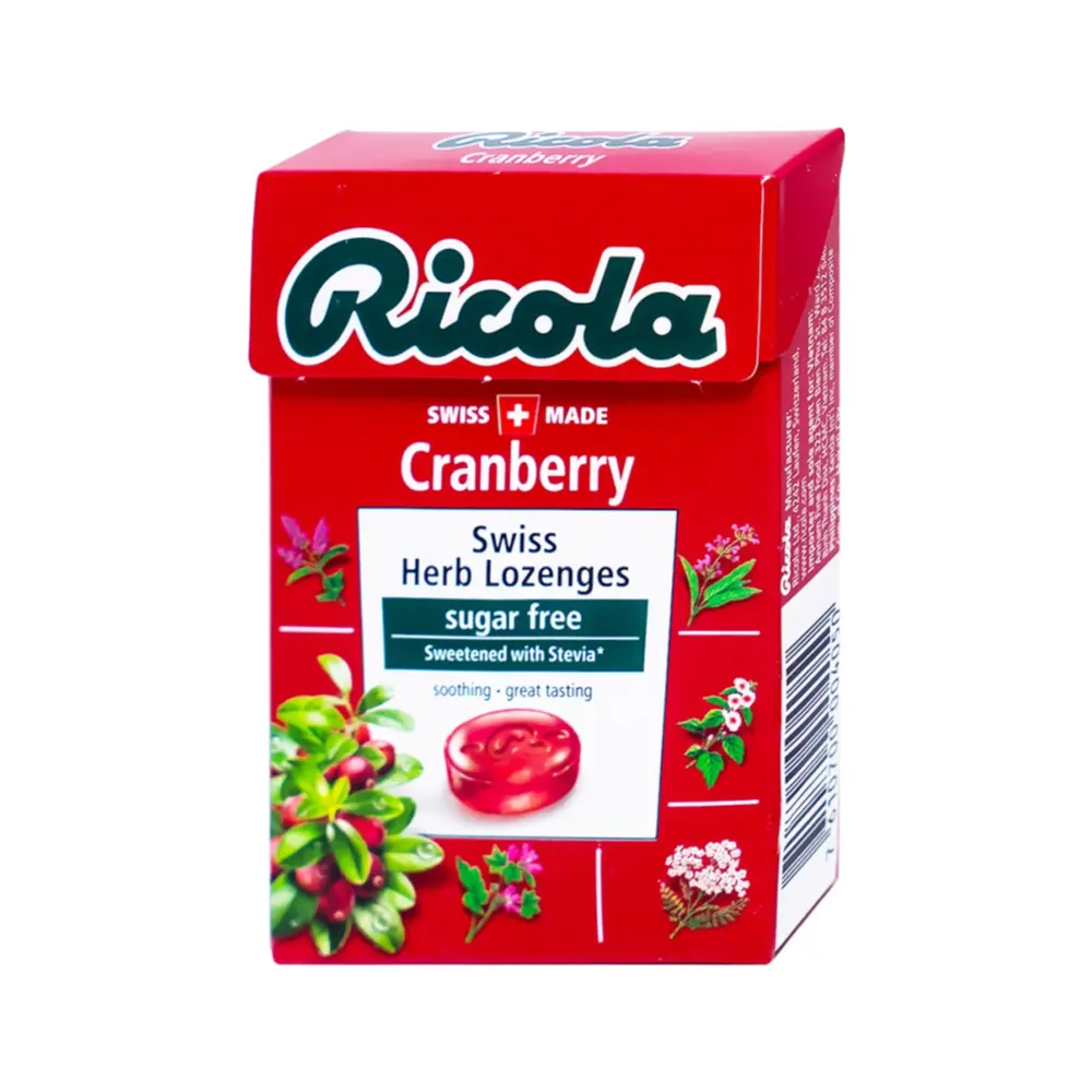 Kẹo Thảo Mộc Nam Việt Quất, Swiss Herb Lozenges, Cranberry, Sugar Free (40g) - RICOLA