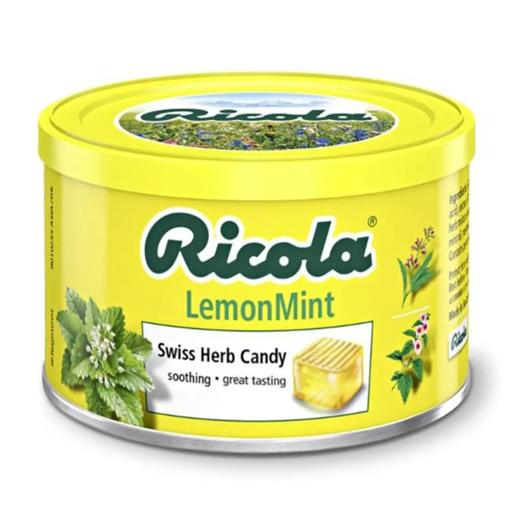 Kẹo Thảo Mộc Chanh & Bạc Hà, Swiss Herb Lozenges, Lemon Mint, Sugar Free (100g) - RICOLA