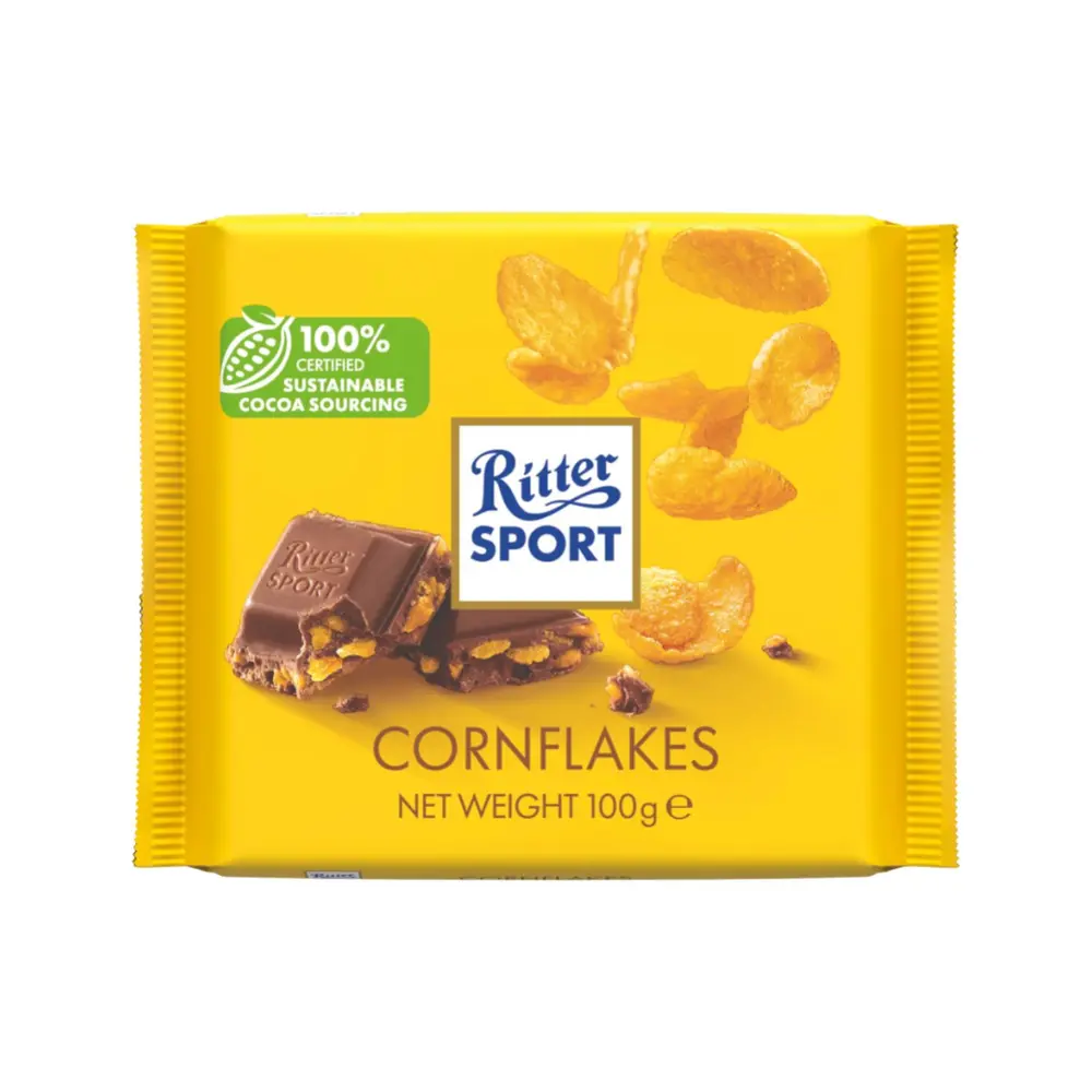 Socola Sữa Nhân Bánh Ngô Nướng, Cornflakes, with Crispy Crunchy Cornflakes, 3.5 oz (100g) - RITTER SPORT