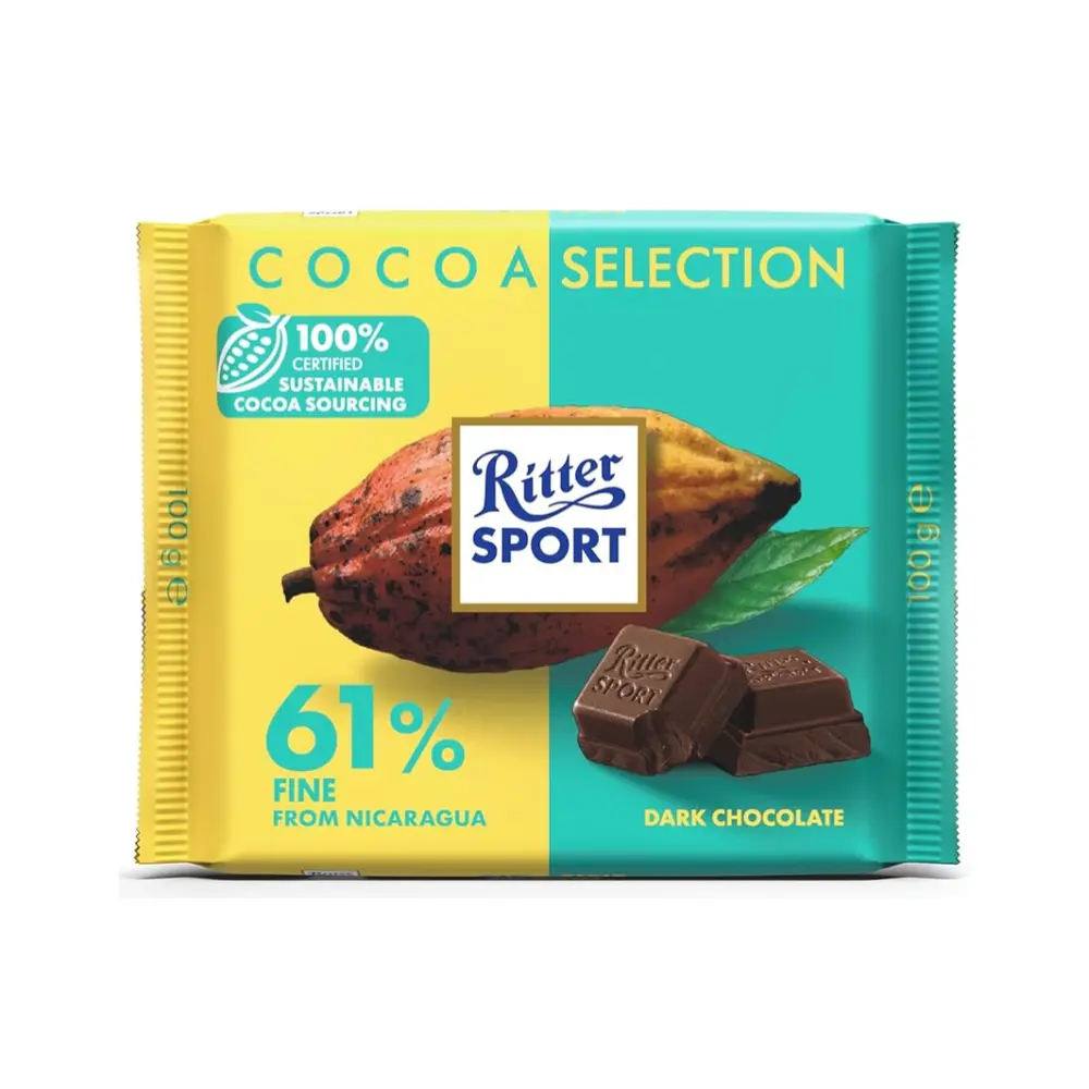 Socola Đắng 61% Cacao, 61% Fine from Nicaragua Dark Chocolate (100g) - RITTER SPORT