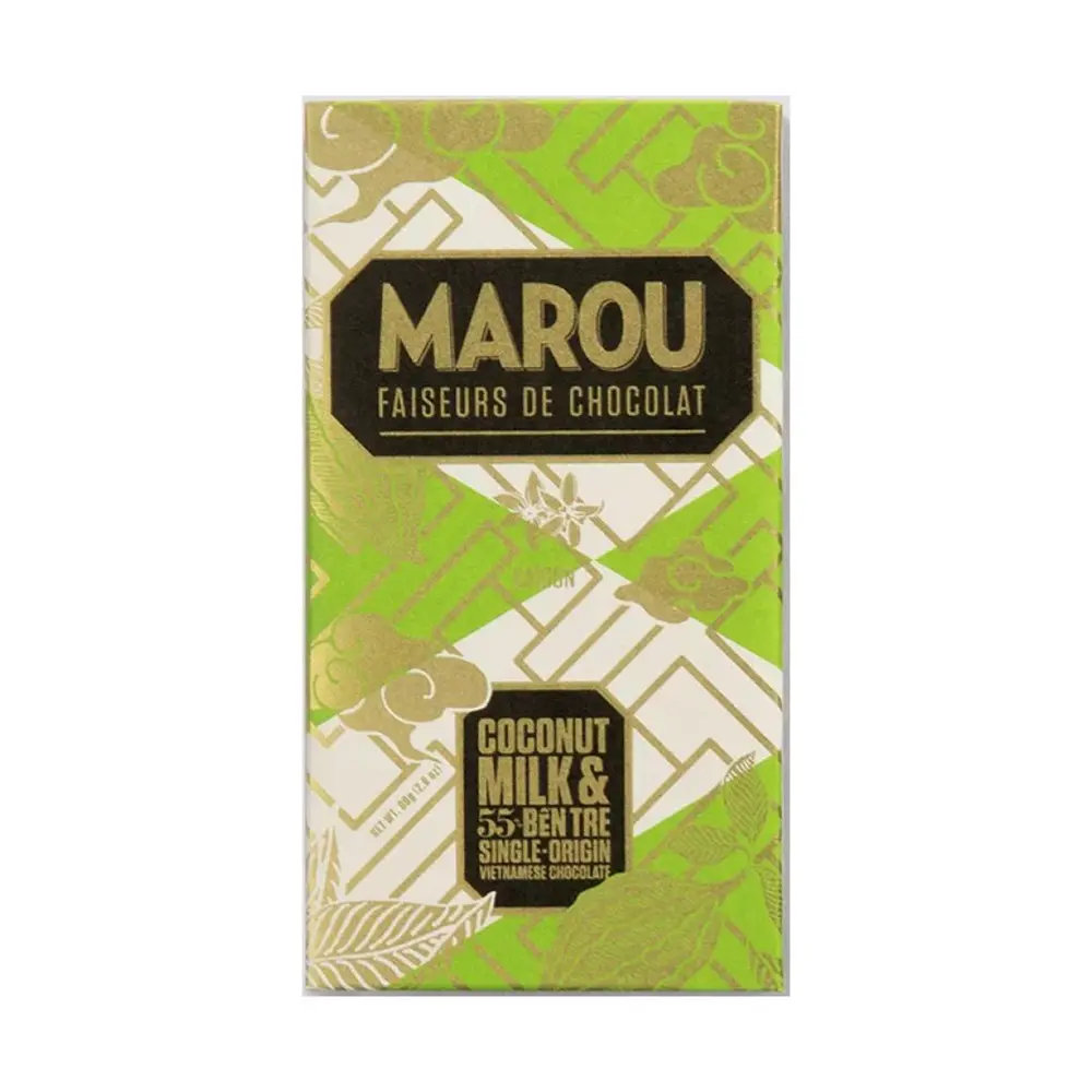 Socola Vị Sữa Dừa, Ben Tre 55% Single Origin Vietnamese Chocolate, Coconut Milk (80g) - MAROU