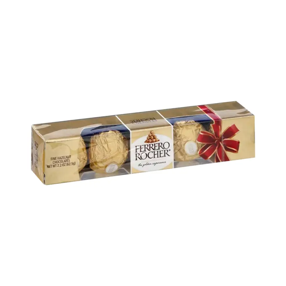 Socola Sữa Nhân Hạt Dẻ, Ferrero Rocher, Hazelnut Milk Chocolate, 5 Viên (62.5g) - FERRERO