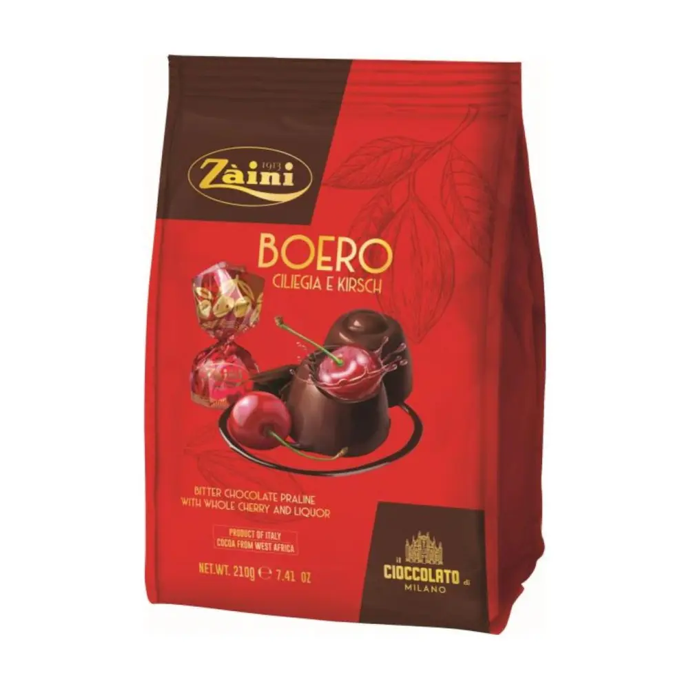Socola Đắng Nhân Anh Đào, Boero Ciliegia e Kirsch, Bitter Chocolate Praline with Whole Cherry & Liquor, 7.41 oz (210g) - ZAINI