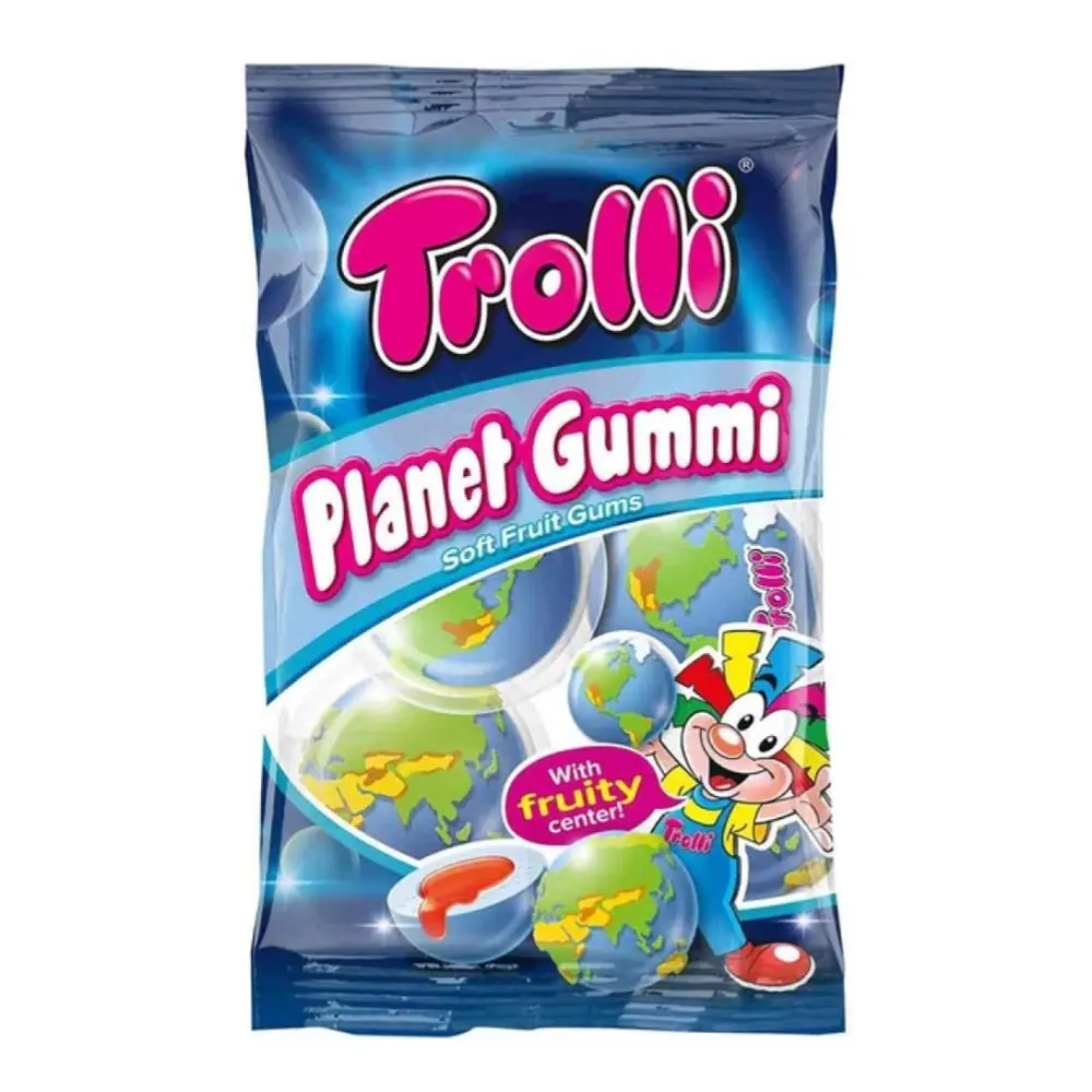Kẹo Dẻo Hình Quả Địa Cầu, Planet Gummi, Soft Fruit Gums, 4 Viên (75g) - TROLLI