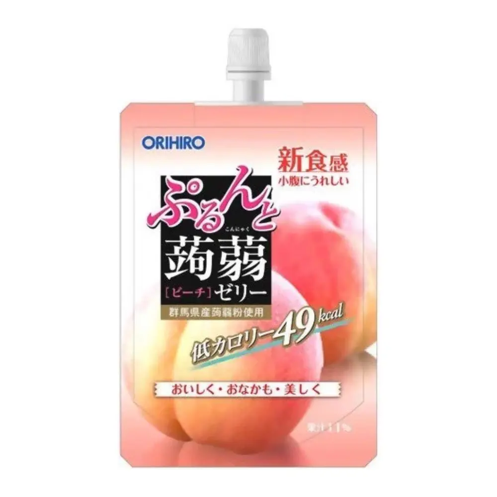 Thạch Trái Cây Vị Đào, Purun & Konjac Jelly Standing Pouch, Peach, 49 kcal (130g) - ORIHIRO