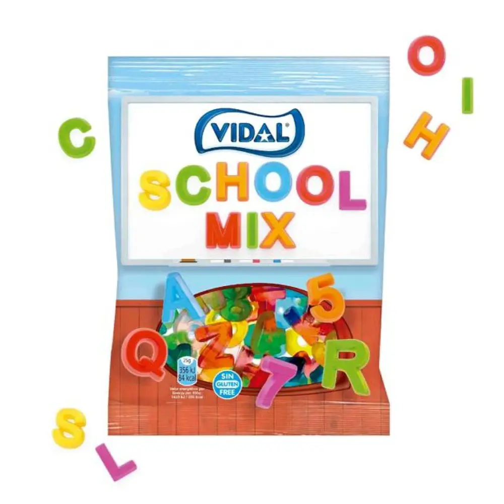 Kẹo Dẻo Hình Chữ & Số, School Mix, Fruit Flavoured Gummies (100g) - VIDAL