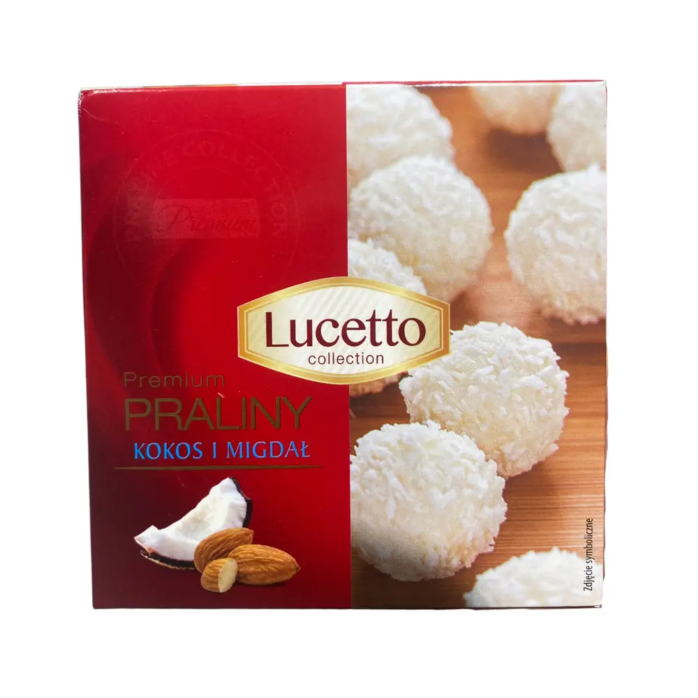 Socola Trắng Nhân Dừa Hạnh Nhân (Đỏ), Premium Pralines, Coconut & Almond, 5.3 oz (150g) - LUCETTO