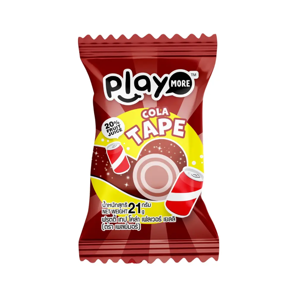 Kẹo Dẻo Cuộn Vị Cola, Cola Chewy Tape, 20% Fruit Juice (21g) - PLAYMORE
