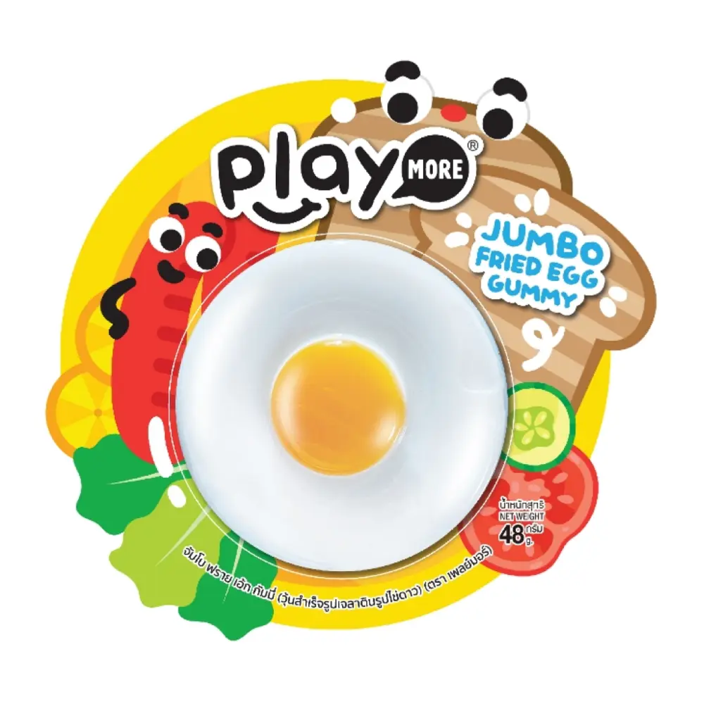 Kẹo Dẻo Hình Trứng Chiên, Jumbo Fried Egg Gummy (48g) - PLAYMORE