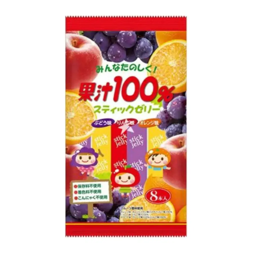 Thạch Que 100% Nước Ép Trái Cây, 100% Fruit Juice Jelly Sticks, 8 Cây (120g) - RIBON