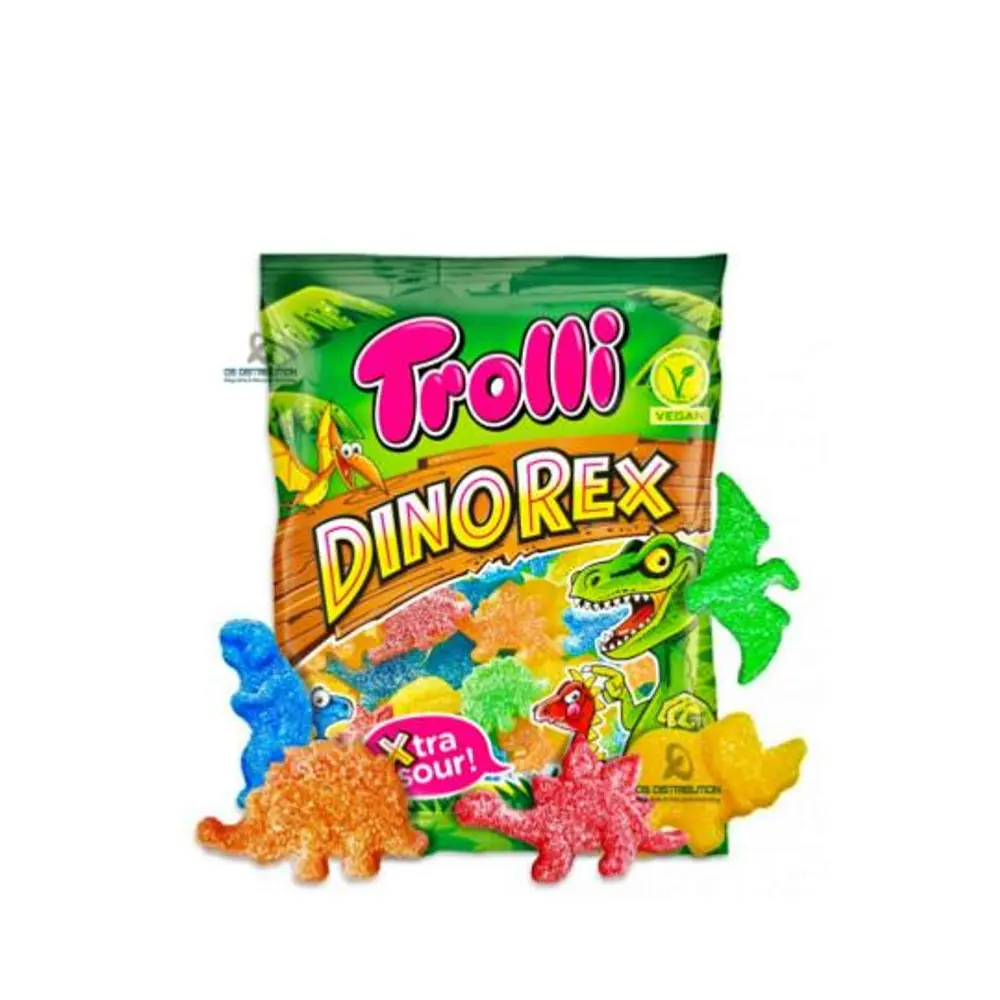 Kẹo Dẻo Hình Khủng Long Vị Chua, Dino Rex Gummy, Vegan (100g) - TROLLI