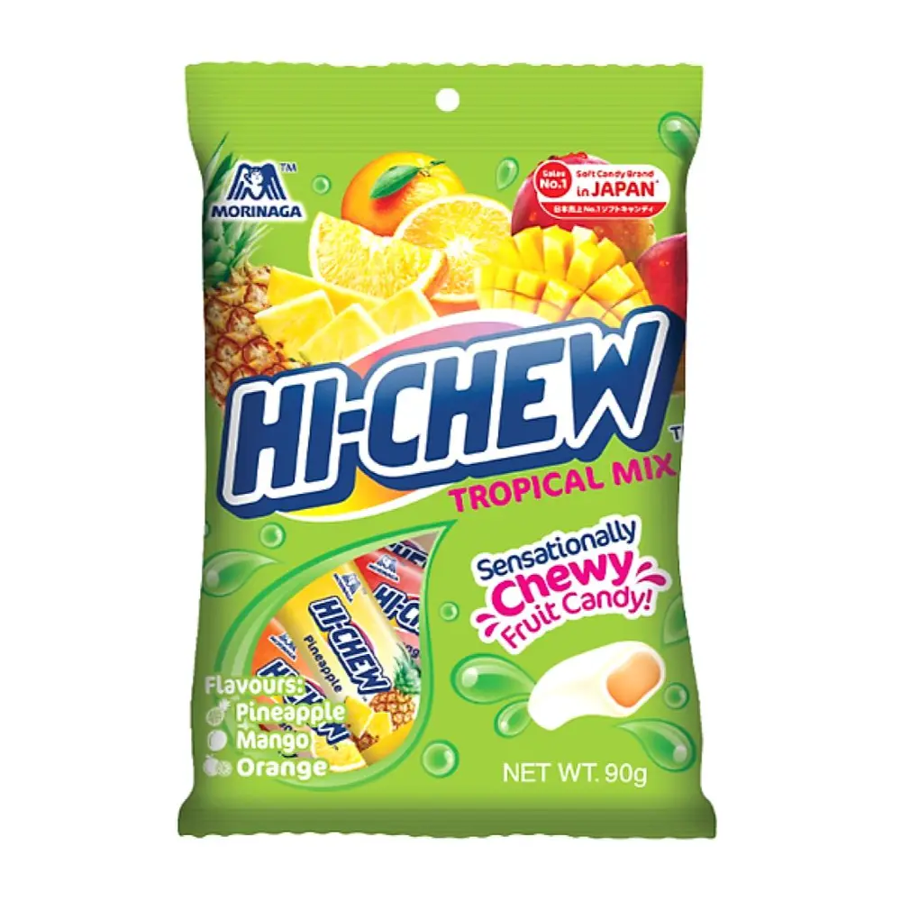 Kẹo Mềm Trái Cây Nhiệt Đới, Hi-Chew, Tropical Mix Chewy Fruit Candy (90g) - MORINAGA