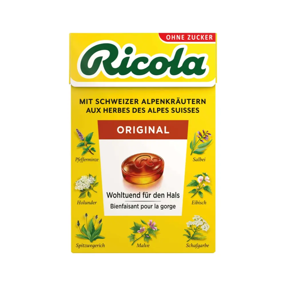 Kẹo Thảo Mộc Tự Nhiên, Swiss Herb Lozenges, Original, Sugar Free (40g) - RICOLA