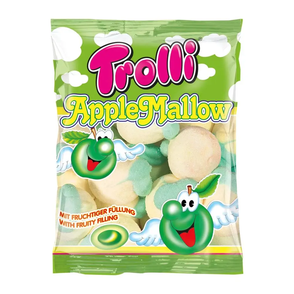 Kẹo Xốp Marshmallow Táo, Apple Mallow, with Fruity Filling (150g) - TROLLI