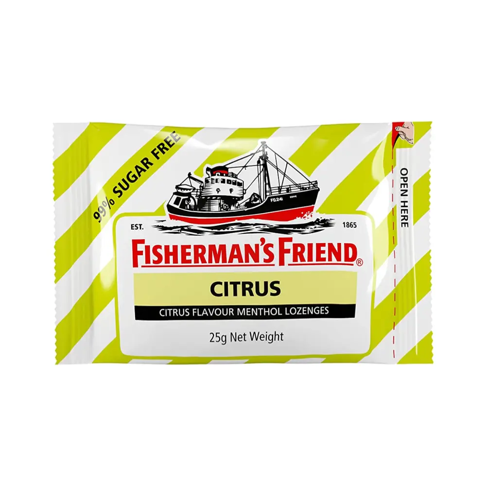Kẹo Cay Con Tàu Vị Cam Chanh, Sugar Free Menthol Flavour Lozenges, Citrus, 22 Viên (25g) - FISHERMAN'S FRIEND
