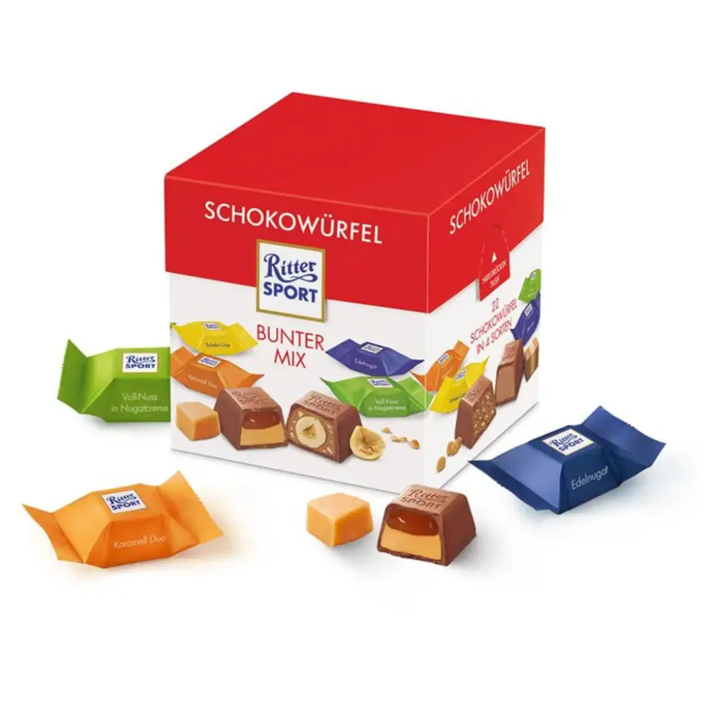 Socola Viên Tổng Hợp, Choco Cubes, Chocolate Mix, 22 Viên (176g) - RITTER SPORT
