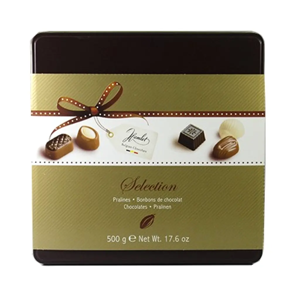 Socola Bỉ Tổng Hợp Hộp Thiếc, Selection, Pralines Chocolates, 17.6 oz (500g) - HAMLET