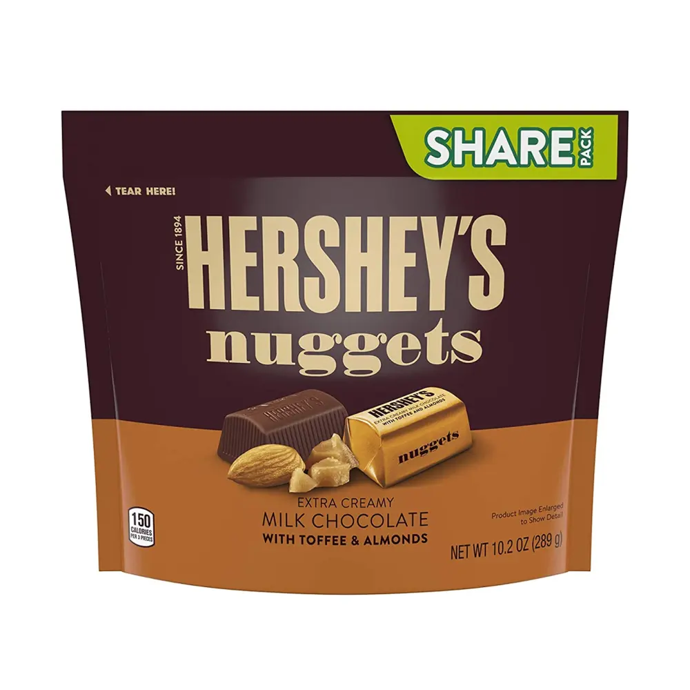 Socola Sữa Viên Toffee & Hạnh Nhân, Nuggets, Extra Creamy Milk Chocolate with Toffee & Almonds, Share Pack, 10.2 oz (289g) - HERSHEY'S