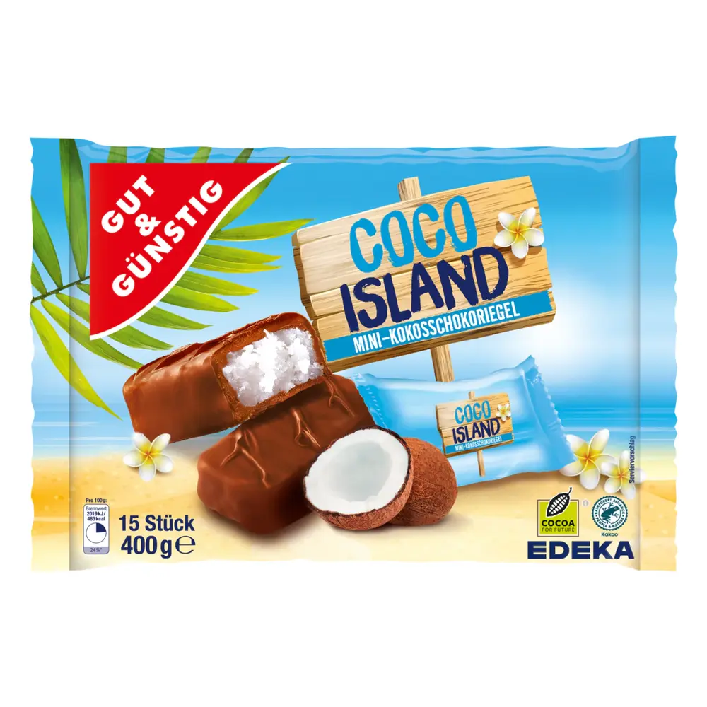 Socola Nhân Dừa, Coco Island, Mini-Kokosschokoriegel (400g) - GUT & GUNSTIG