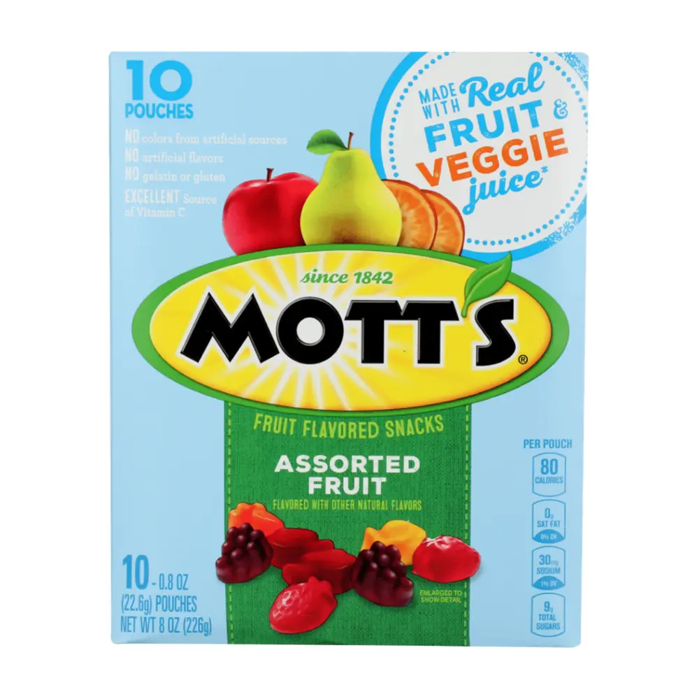 Kẹo Dẻo Trái Cây, Assorted Fruit Flavored Gummy Snacks, 10 Gói (226g) - MOTT'S