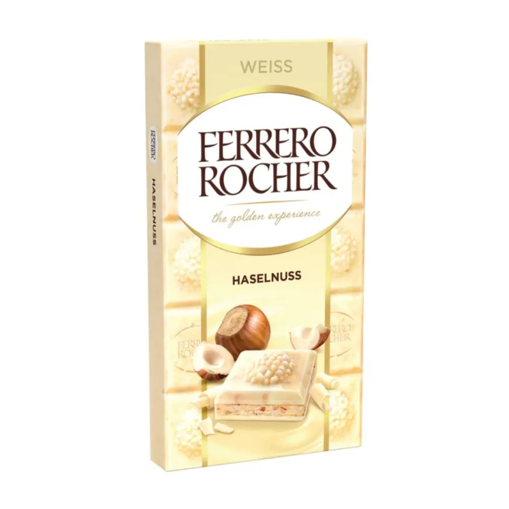 Socola Trắng Hạt Phỉ, Ferrero Rocher, Weiss Haselnuss Chocolate (90g) - FERRERO