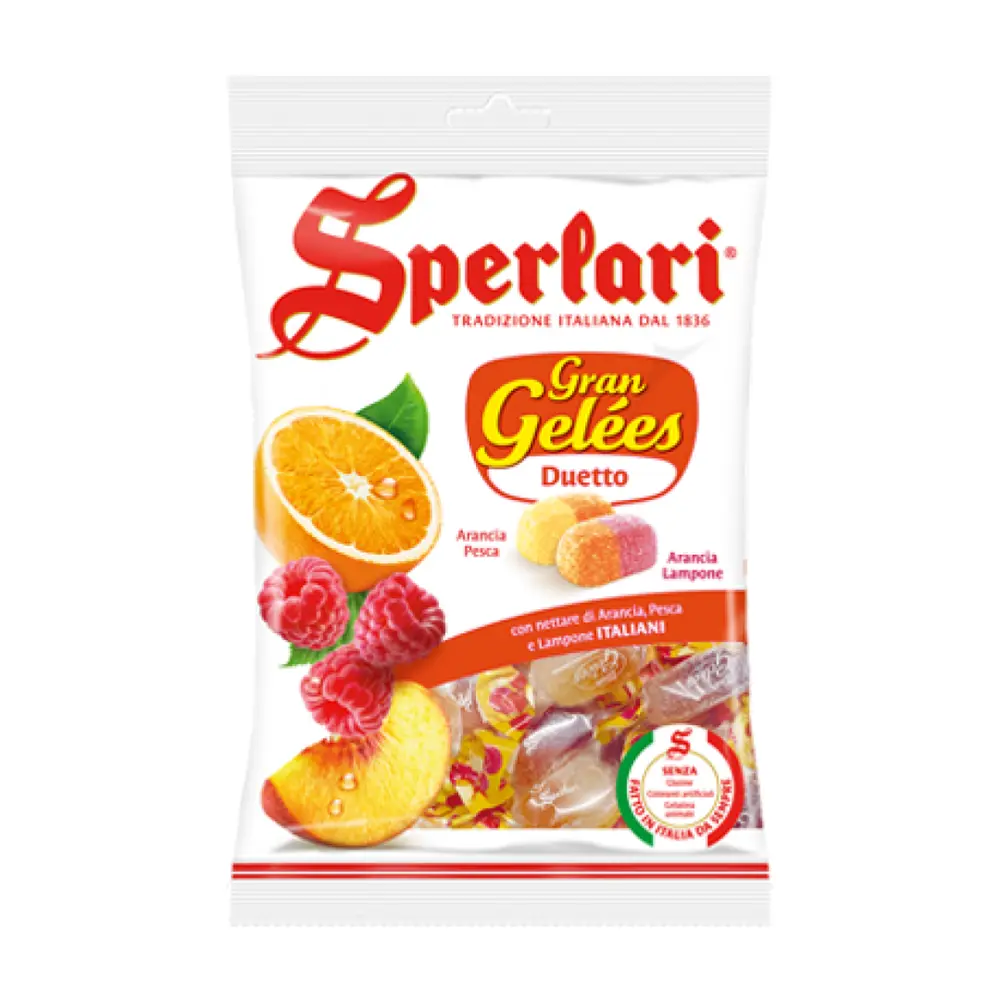 Kẹo Thạch Cam, Mâm Xôi & Đào, Gran Gelees, Duetto (175g) - SPERLARI