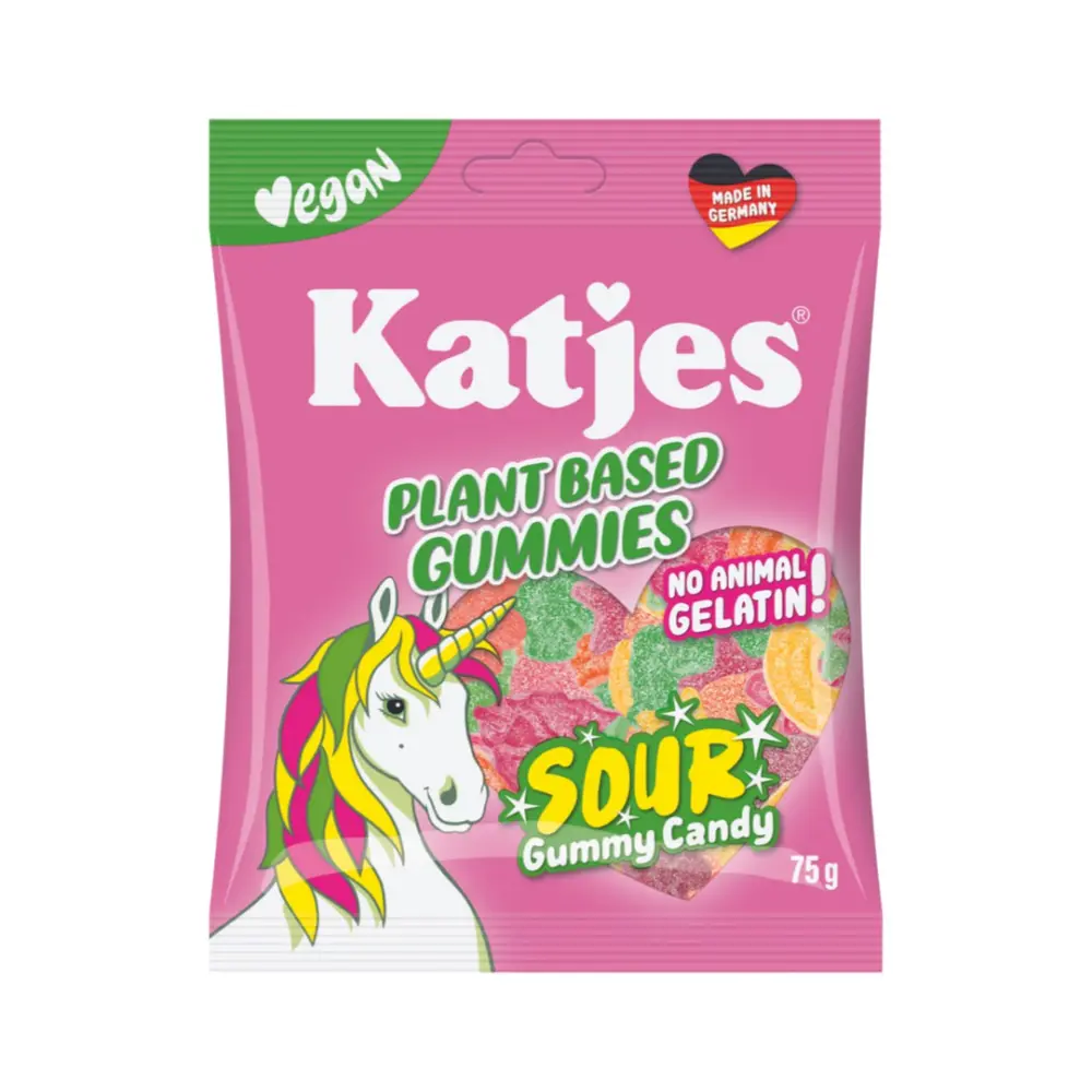 Kẹo Dẻo Chua Thuần Chay, Plant-Based Gummies, Sour (75g) - KATJES