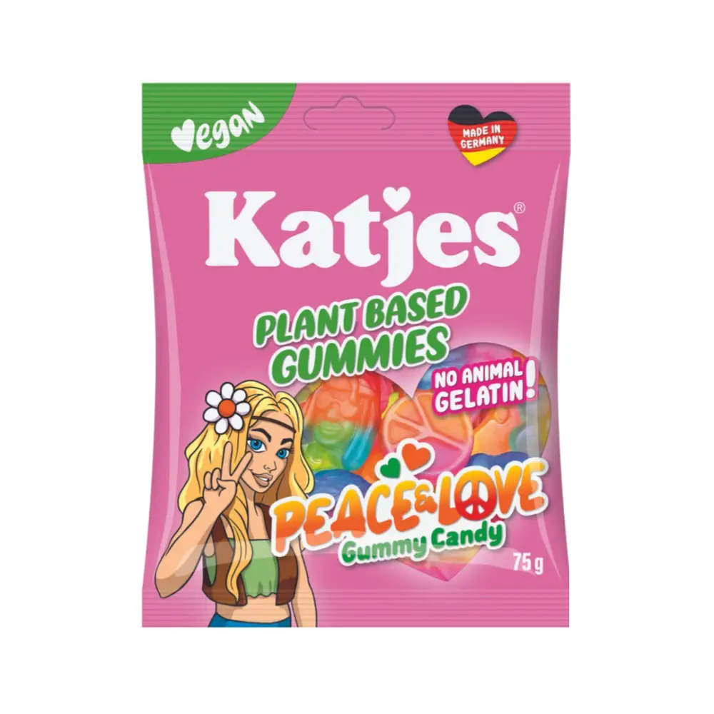 Kẹo Dẻo Hòa Bình Thuần Chay, Plant-Based Gummies, Peace & Love (75g) - KATJES