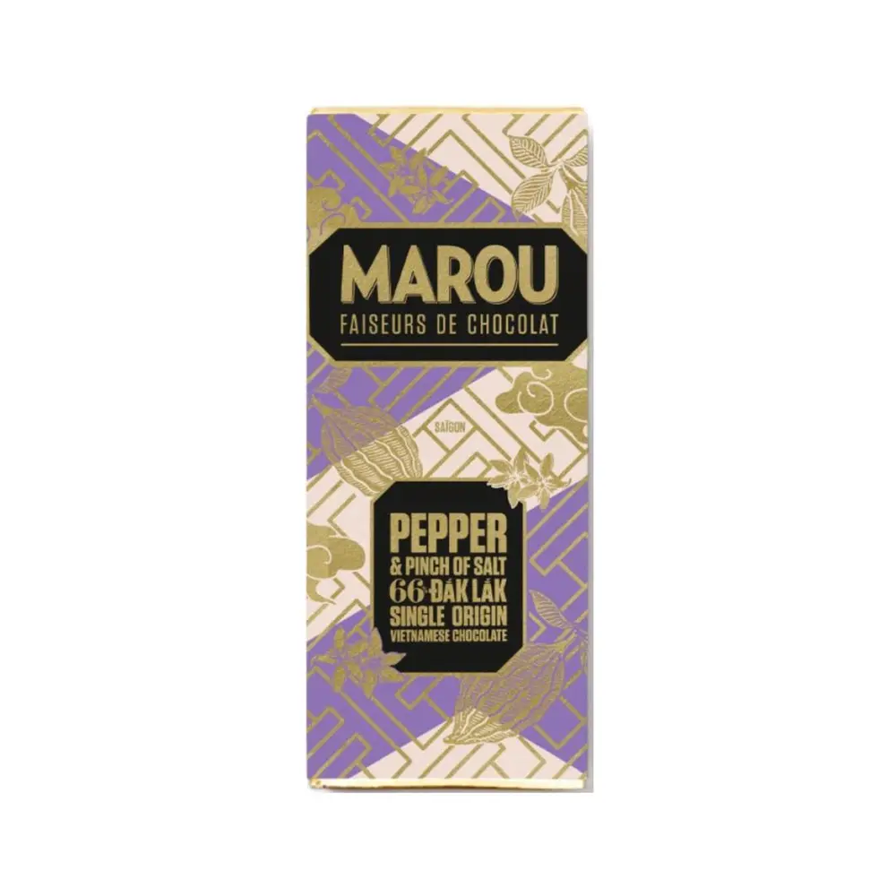 Socola Vị Muối Tiêu, Dak Lak 66% Single Origin Vietnamese Chocolate, Pepper & Pinch of Salt (24g) - MAROU