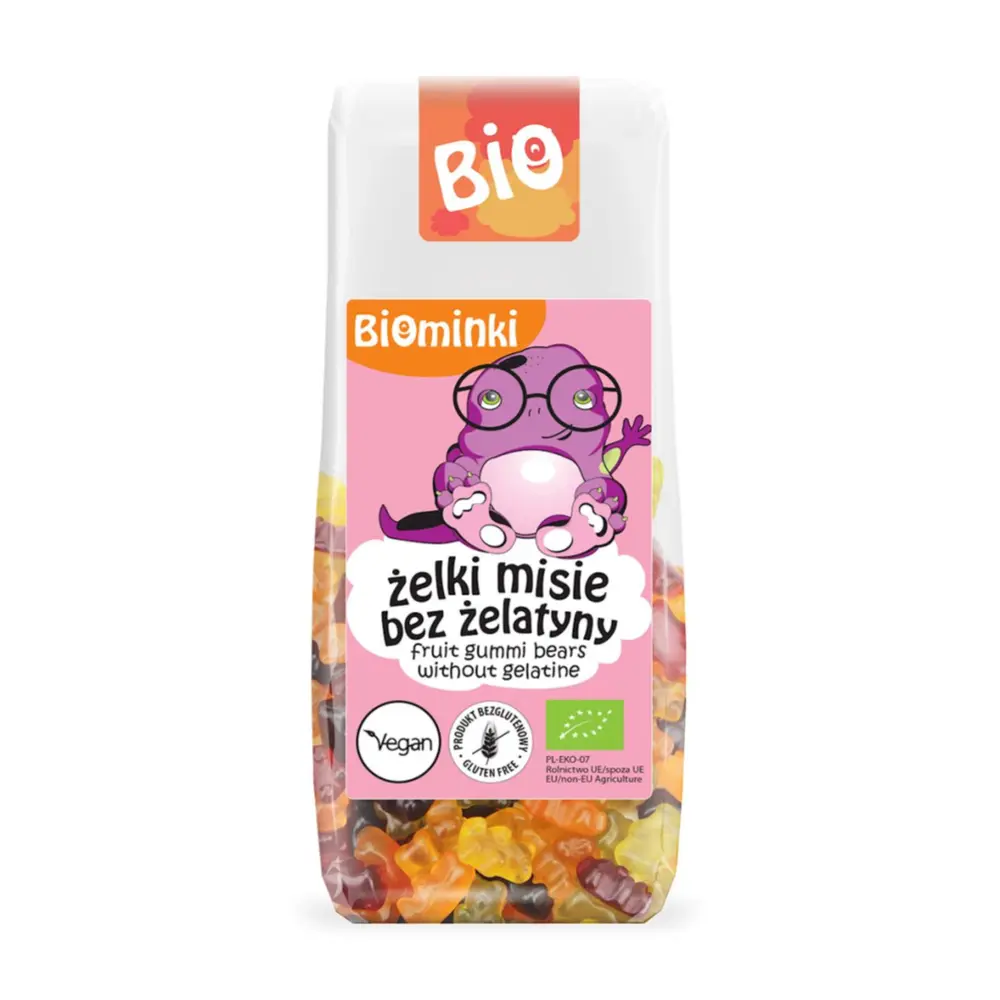 Kẹo Dẻo Gấu Hữu Cơ Thuần Chay, Organic Fruit Gummi Bears without Gelatine (100g) - BIOMINKI