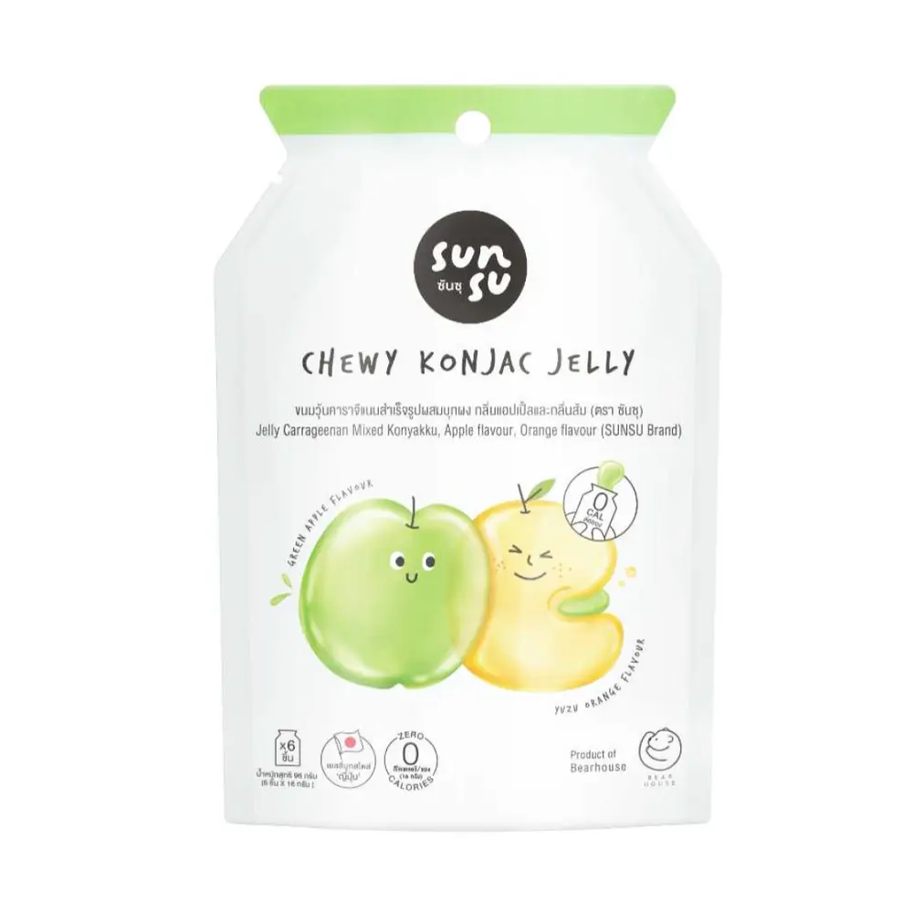 Thạch Vị Táo & Cam, Chewy Konjac Jelly, Green Apple & Yuzu Orange, 0 Calories, 6 Cái (96g) - SUNSU