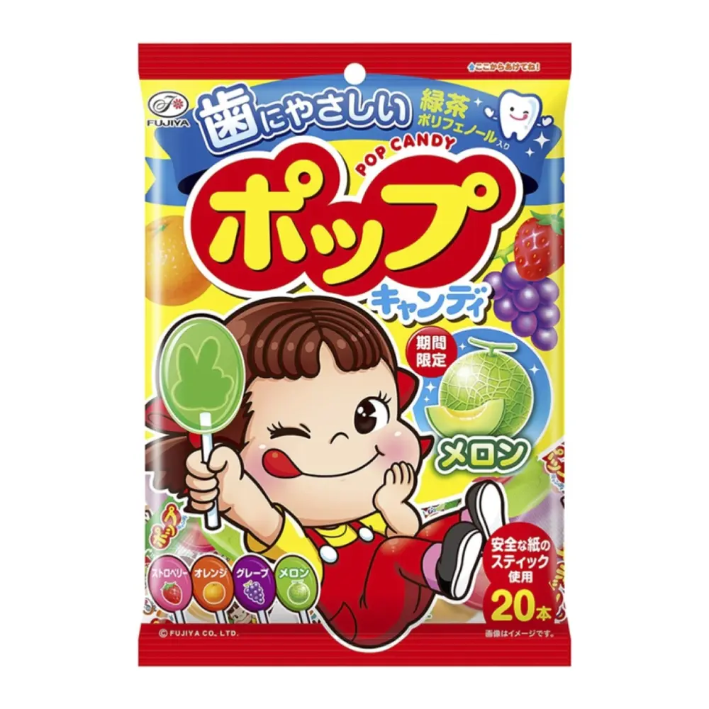 Kẹo Mút Trái Cây An Toàn Cho Răng, Fruit Lollipop, 20 Cây (128g) - FUJIYA
