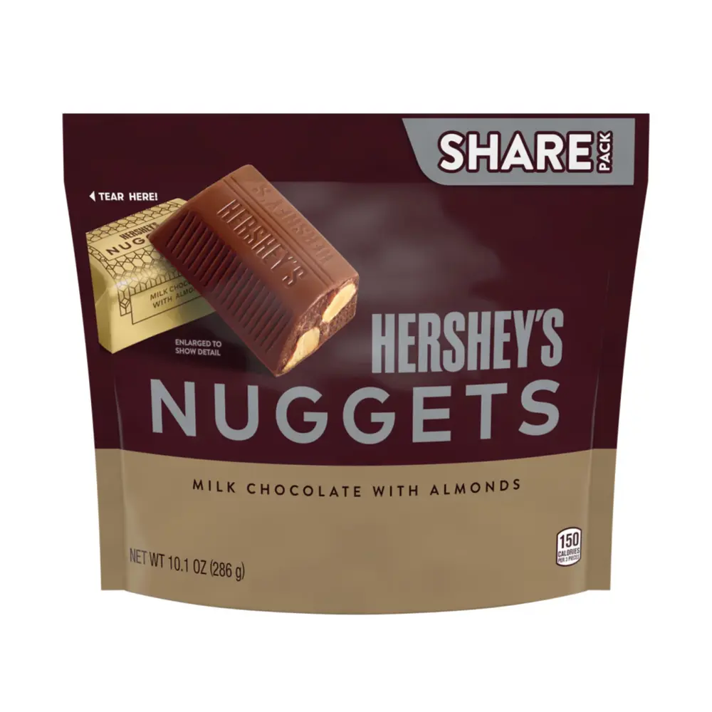 Socola Sữa Hạnh Nhân, Nuggets, Milk Chocolate with Almonds, Share Pack, 10.1 oz (286g) - HERSHEY'S