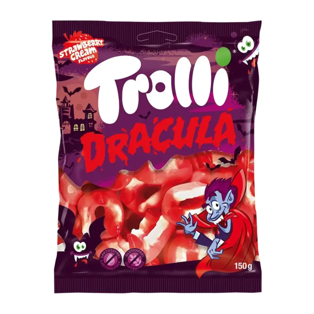 Kẹo Dẻo Ma Cà Rồng, Dracula, Strawberry Cream Flavour (150g) - TROLLI