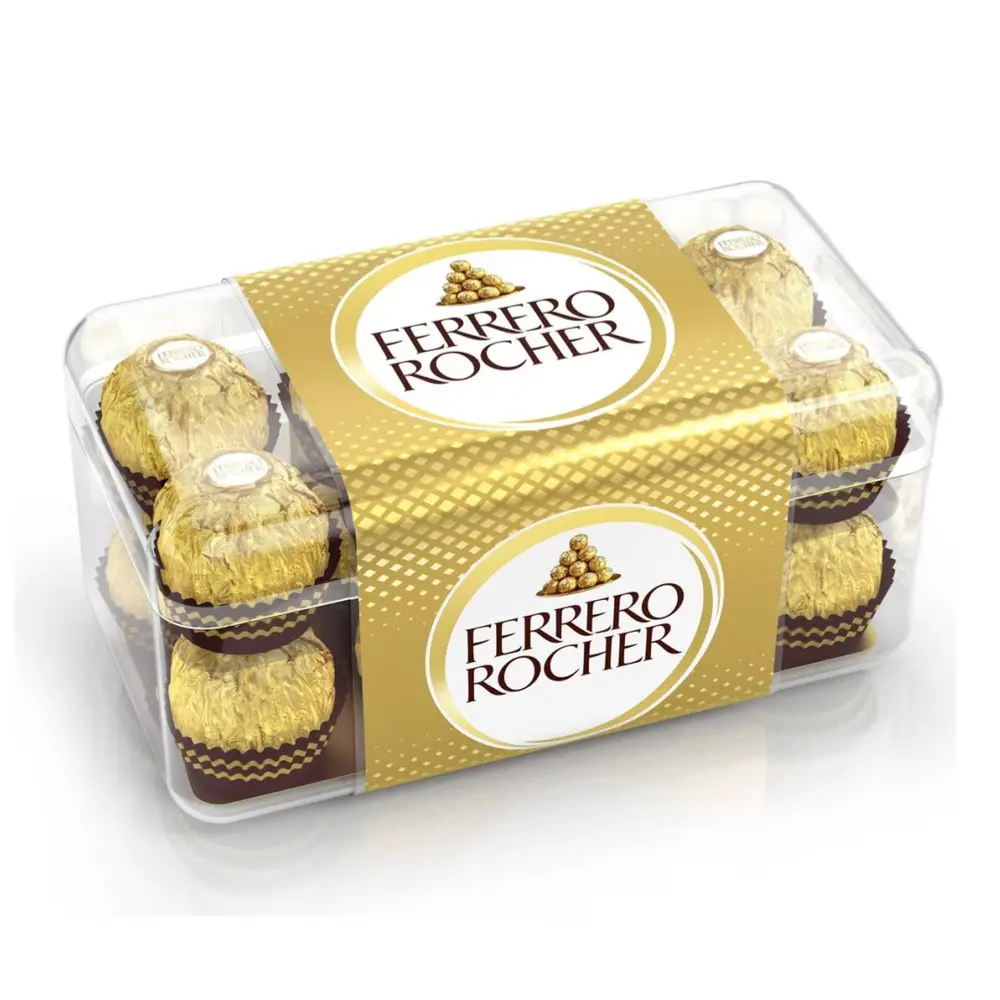Socola Sữa Nhân Hạt Dẻ, Ferrero Rocher, Hazelnut Milk Chocolate, 16 Viên (200g) - FERRERO