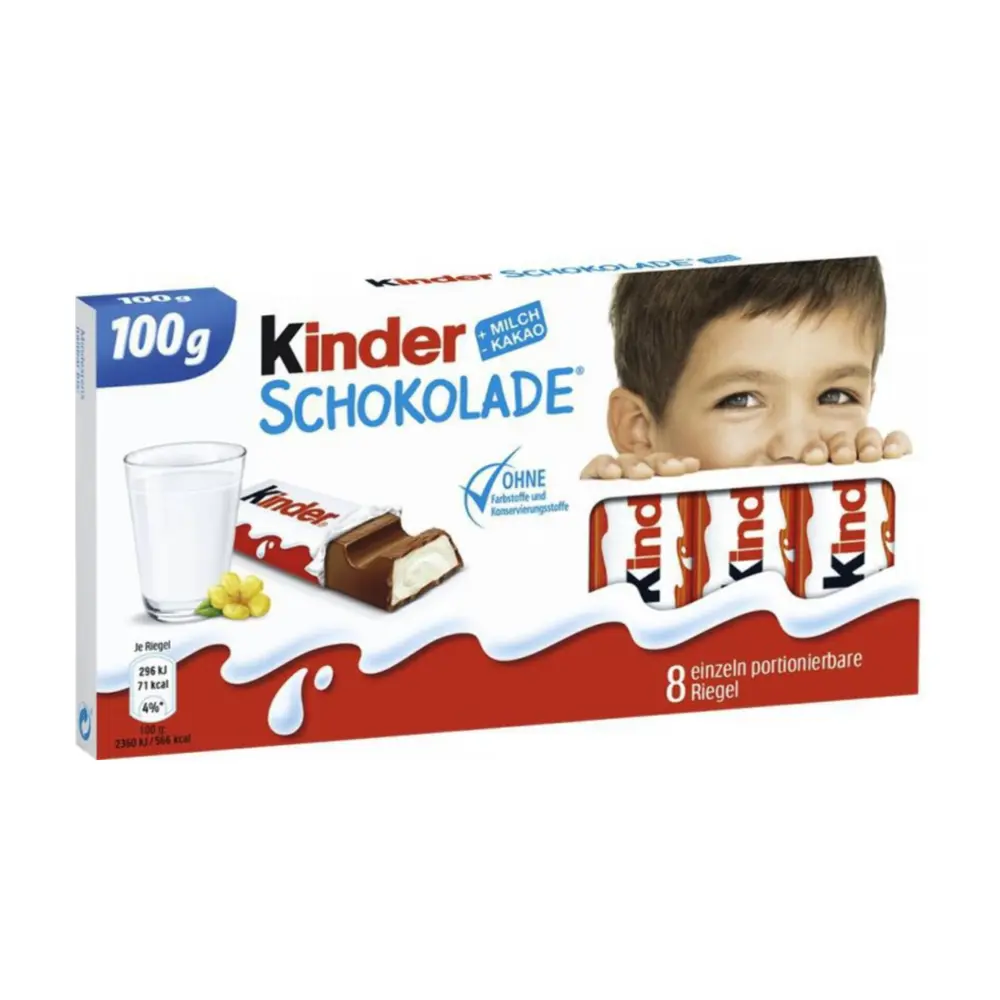 Socola Nhân Sữa, Schokolade, 8 Thanh (100g) - KINDER