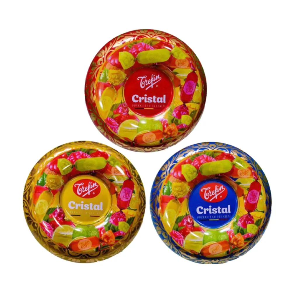 Kẹo Hoa Quả Hộp Thiếc (Vàng), Cristal, Belgian Candy Assortment Premium (200g) - TREFIN
