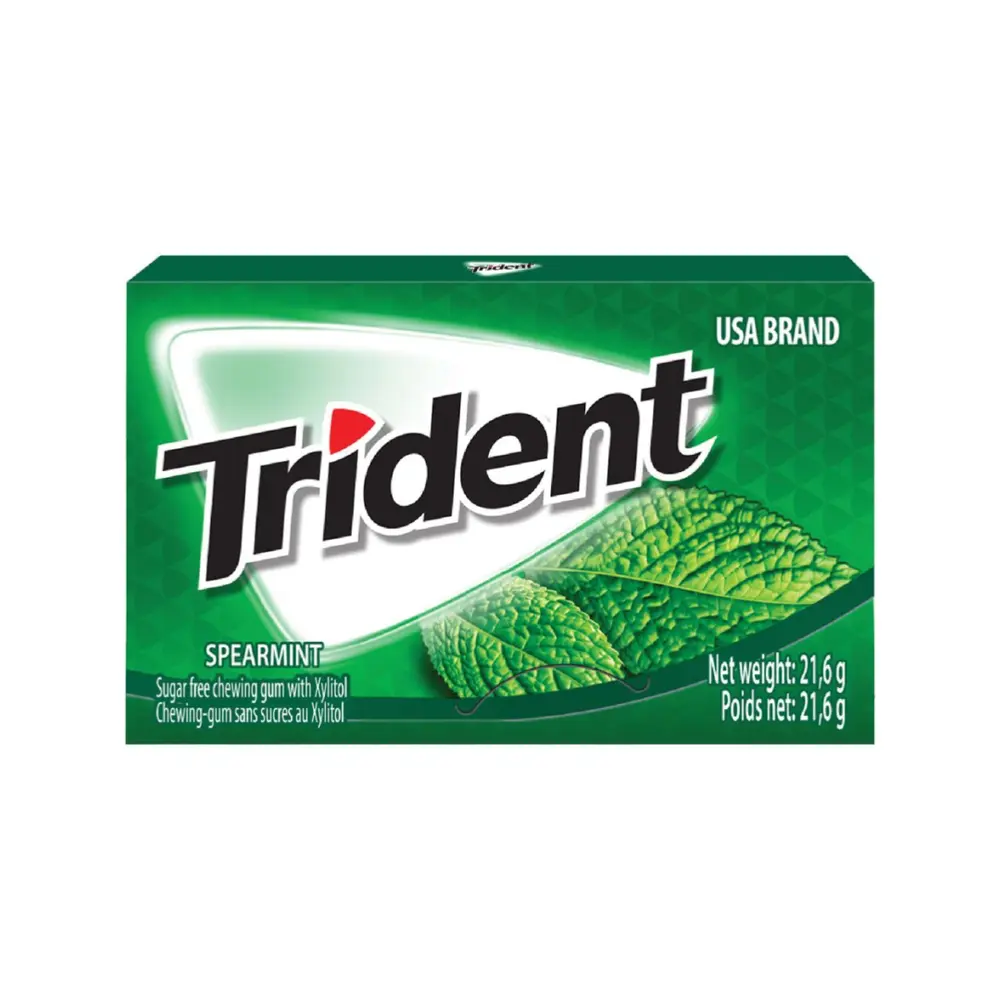 Kẹo Cao Su Không Đường Vị Bạc Hà, Sugar Free Chewing Gum with Xylitol, Spearmint (21.6g) - TRIDENT