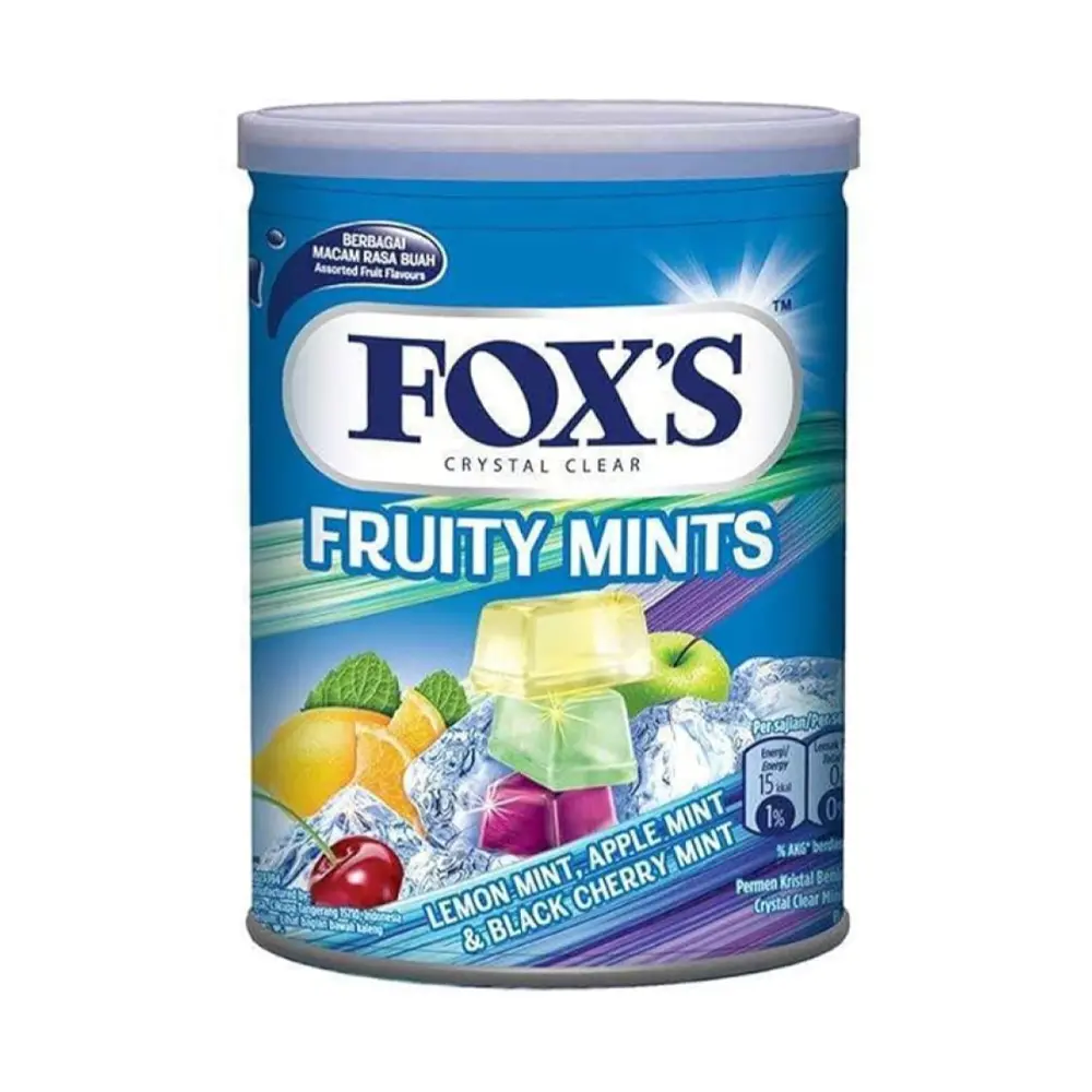 Kẹo Ngậm Hỗn Hợp 3 Vị Bạc Hà Trái Cây, Crystal Clear Candy, Fruity Mints, Lemon Mint, Apple Mint & Black Cherry Mint (180g) - FOX'S