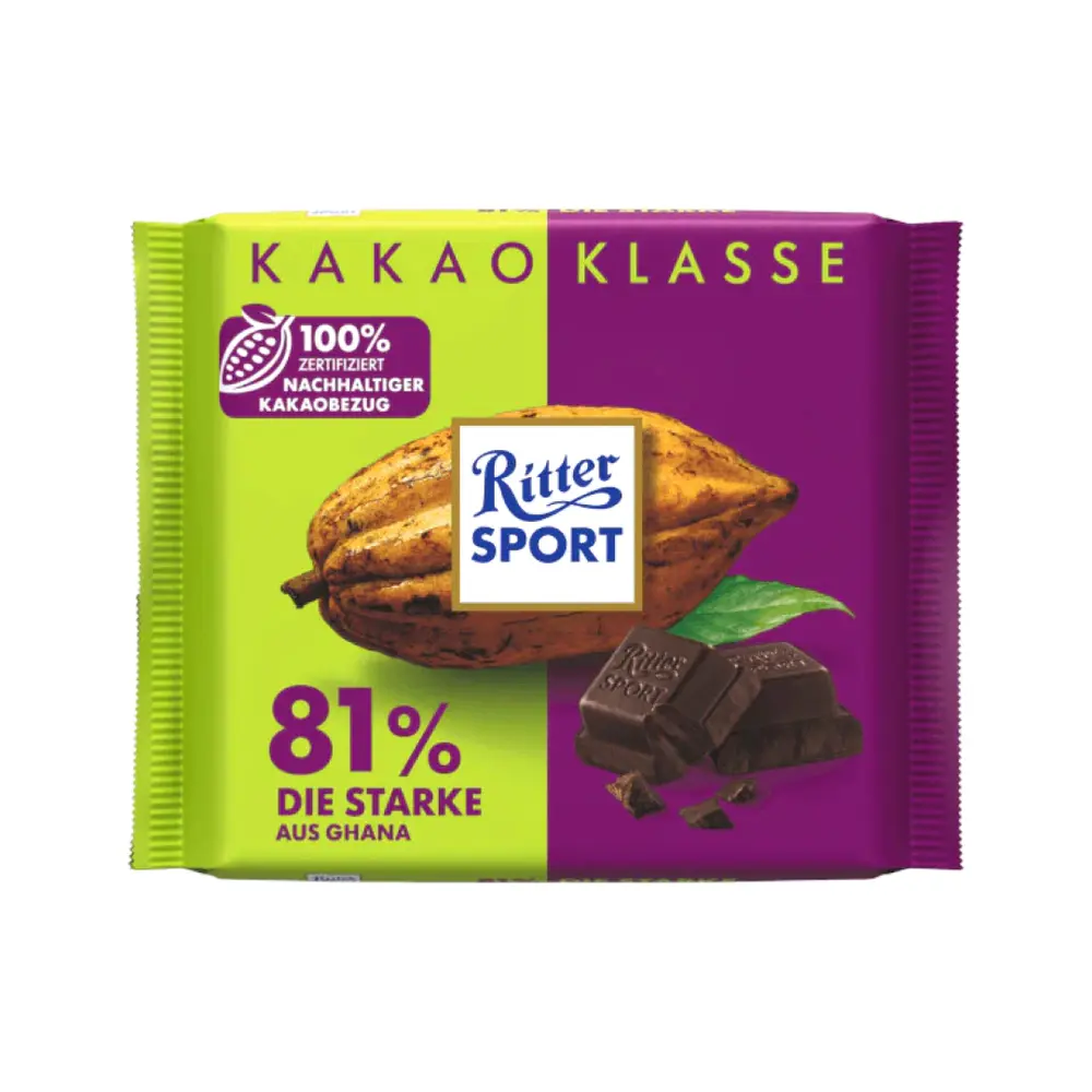 Socola Đắng 81% Cacao, Kakao-Klasse 81% die Starke aus Ghana (100g) - RITTER SPORT
