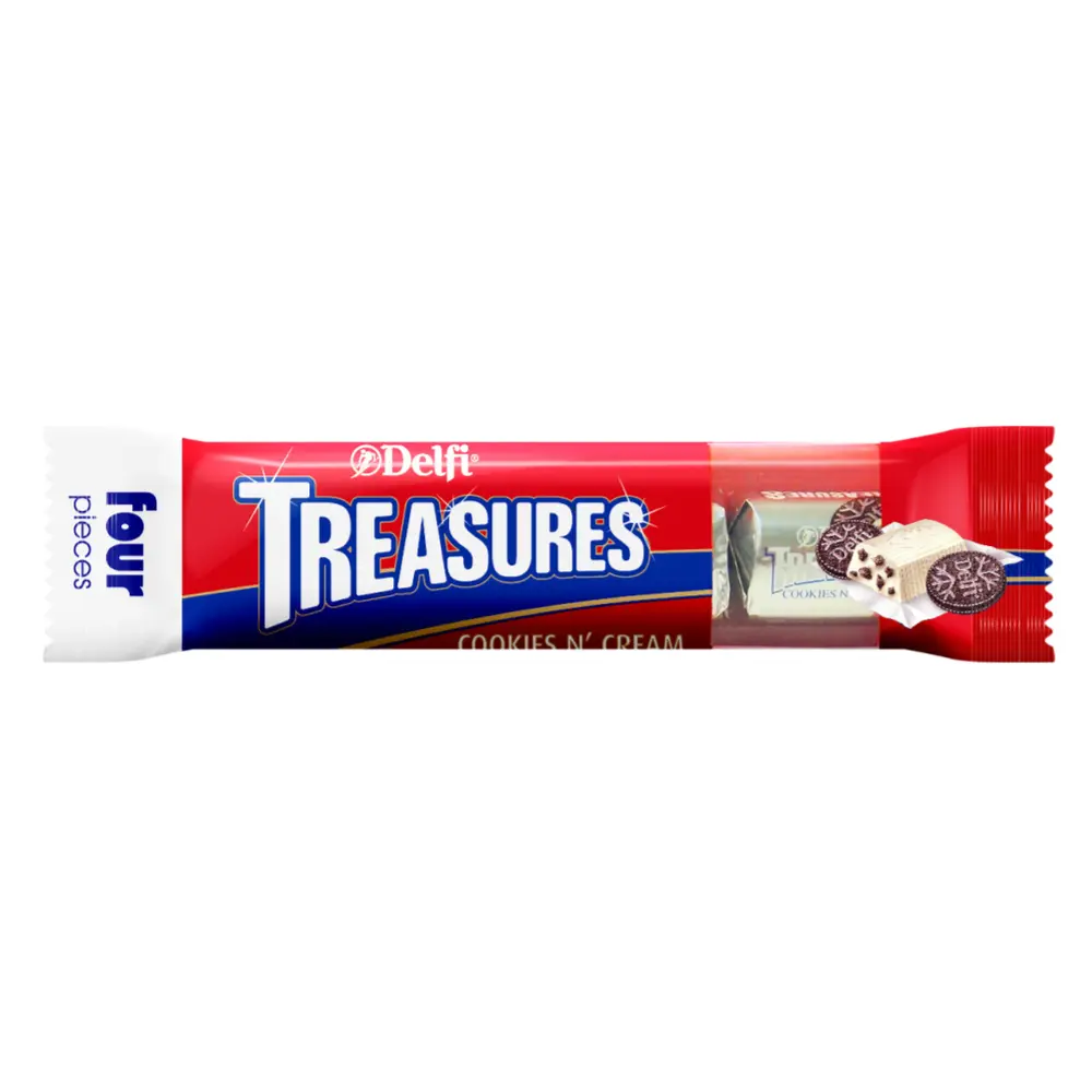 Socola Sữa & Bánh Quy, Treasures, Cookies N` Cream, 4 Viên (36g) - DELFI