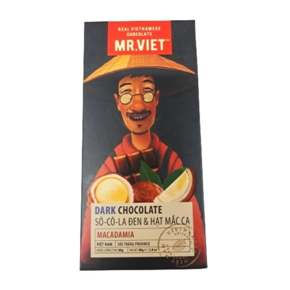 Socola Đen & Hạt Mắc Ca, Dark Chocolate, Macadamia, 2.8 oz (80g) - MR. VIET