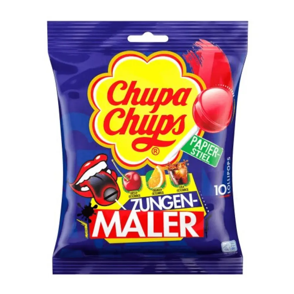 Kẹo Mút Vị Anh Đào, Cam, Cola, Zungen-Maler Lollipops, Cherry, Orange & Cola, 10 Cây (120g) - CHUPA CHUPS